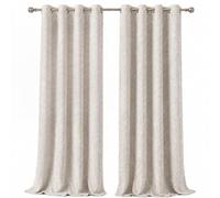 MHG Living Eyelet Curtains 90x54 Inch Drop - 2 Panels - Thermal Insulated Energy Saving Room Darkening Jacquard Curtain Pair, 100% Cotton, OEKO-TEX Certified Fabric for Bedroom & Living Room