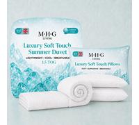 MHG Living Lightweight 1.5 Tog Summer Duvet & Pillow Set - Luxury Soft Touch Striped Microfibre Quilt Bedding