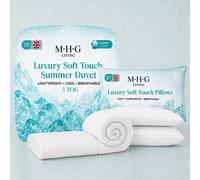 MHG Living Lightweight 3 Tog Summer Duvet & Pillow Set - Luxury Soft Touch Striped Microfibre Quilt Bedding