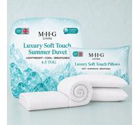 MHG Living Lightweight 4.5 Tog Summer Duvet & Pillow Set - Luxury Soft Touch Striped Microfibre Quilt Bedding