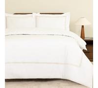 MHG Living Luxury 100% Cotton Double Duvet Cover Set (200x200cm) - Mayfair Gold Baratta Stitch Design - Soft, Breathable & Hypoallergenic - Includes 2 Pillowcases - Button Closure, Summer Comfort