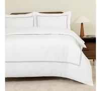 MHG Living Luxury 100% Cotton Double Duvet Cover Set (200x200cm) - Mayfair Grey Baratta Stitch Design - Soft, Breathable & Hypoallergenic Bedding - Includes 2 Pillowcases - Button Closure, Cosy Winter