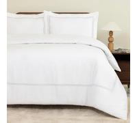 MHG Living Luxury 100% Cotton Duvet Cover Set Double 200x200cm - Oxford Grey Baratta Stitch Design - Soft, Breathable & Hypoallergenic Bedding with 2 Pillowcases - Button Closure, Summer Comfort