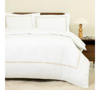 MHG Living Luxury 100% Cotton Duvet Cover Set Double 200x200cm - Soft, Breathable & Hypoallergenic Bedding with Pillowcase - Kensington Gold Elegant Baratta Stitch, Button Closure, Cosy Comfort