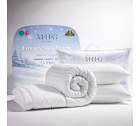 MHG Living Luxury Soft Touch 15 Tog Winter Duvet & Pillow Set, Hypoallergenic Satin Stripe Microfibre Quilt - Super King