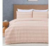 MHG Living Luxury Waffle Stripe Duvet Cover Set - Soft 200Tc Polycotton Blend, Breathable & Stylish Bedding (Single, Dusty Pink)