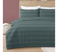 MHG Living Luxury Waffle Stripe Duvet Cover Set - Soft 200Tc Polycotton Blend, Breathable & Stylish Bedding (Super King, Marley)