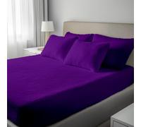 MHG Living Purple Sherpa Fitted Sheet - Ultra Soft & Cosy All Season Deep Fleece Bed Sheet - King Size with Elasticated Corners - Snug Fit Bedding - 150cm x 200cm
