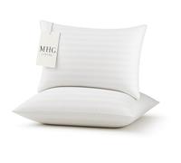 MHG Living Soft Medium Pack of 2 Striped Pillows - Microfibre Pillows for Back Sleepers, Anti-Allergy Hollowfibre Filling, Breathable Hotel Quality & Machine Washable
