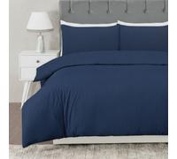 MHG Living Stripe Duvet Cover Set - Hotel Quality Soft Polycotton Blend With Button Fastening - (Blue, Superking)