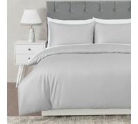 MHG Living Stripe Duvet Cover Set - Hotel Quality Soft Polycotton Blend With Button Fastening - (Superking, Silver)