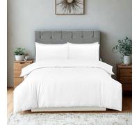 MHG Living Striped Duvet Cover Set - Super King Size 260x220cm - T200 Cotton-Rich Polycotton Bedding - Soft, Breathable & Durable - With 2x Pillowcases, Button Closure & Corner Ties, White