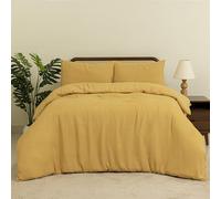 MHG Living Waffle Double Duvet Cover Set,Cotton Blend, Soft & Breathable | Hypoallergenic, Machine Washable Waffle Weave Bedding - Mustard(200 x 200 cm)