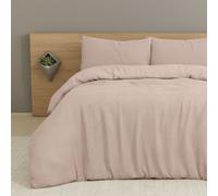 MHG Living Waffle Duvet Cover Set - Polycotton Blend, Button Fastening - (King, Pink)