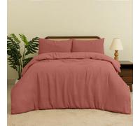 MHG Living Waffle Duvet Cover Set - Polycotton Blend, Button Fastening - (Superking, Terracotta)