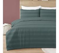 MHG Living Waffle Striped Duvet Cover Set, Marley Single 135x200cm - Cotton-Rich Polycotton Bedding - Soft, Breathable & Durable - Includes Pillowcase, Button Closure & Corner Ties