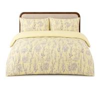 MHG Living Whispering Meadow Double Duvet Cover Set 200 x 200cm with 2 Pillowcases - Reversible Yellow Botanical Bedding, Soft Touch Breathable Quilt Cover, Corner Ties, Button Closure