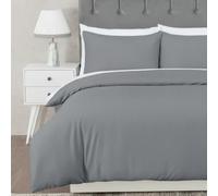 MHG Textiles Grey Striped Duvet Cover Set Single 135x200cm - T200 Cotton-Rich Polycotton Bedding - Soft, Breathable & Durable - Includes Pillowcase, Button Closure & Corner Ties