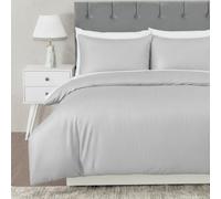 MHG Textiles Silver Striped Duvet Cover Set King 230x220cm - T200 Cotton-Rich Polycotton Bedding - Soft, Breathable & Durable - Includes Pillowcases, Button Closure & Corner Ties