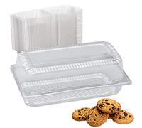 MHGLOVES 100 Pcs Plastic Disposable Box, Clear Takeout Food Container with Lids, Food Storage Cake Muffin Pastry Takeaway Containers, Clamshell Salad Hinged Box