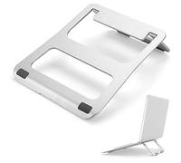 MHGLOVES Aluminium Desktop Laptop Stand, Foldable Portable Ventilated Desktop Laptop Holder,Universal Lightweight Anti-Slip Adjustable Ergonomic Laptop Stand for All Laptops (Silver)