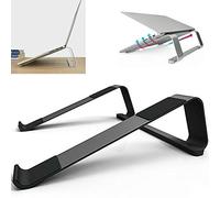 MHGLOVES Ergonomic Aluminium Laptop Stand, Portable Laptop Computer Riser Desk Stand,Foldable Laptop Stand Cooling Stand,Travel Desk Riser Stand for 11 To 17 Inch Notebook(Black),Black