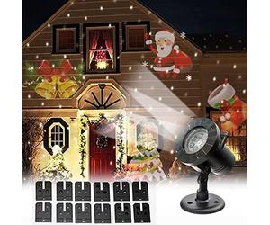 MHGLOVES Snowflake Christmas Projector Lights, Waterproof and 180° Adjustment Led Landscape Lamp, 12 Replaceable Lens Projection Decorative Christmas Lights for Xmas Party Garden