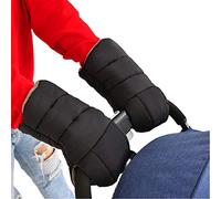 MHGLOVES Stroller Hand Muffs, Baby Pushchair Stroller Gloves Extra Thick Warm Plush Winter Waterproof Anti Freeze Pram Hand Gloves with Front Openings Design,Black (1 Pair)