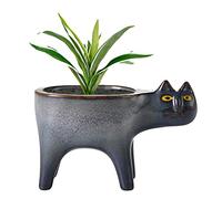 Mhihtts Cat Flower Pot,Cat Planters,Succulent Planter Cats Pots,Ceramic Animal Planter,Cats Planters for Indoor Plants for Indoor Home Decor,Office Desk or Kitchen Windowsill,Perfect Plant Gift (B)