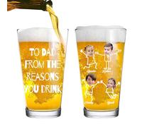 MHJUFGD Personalised Dad Whiskey Glass Custom Name to Dad from The Reasons You Drink Dad Beer Mug Gift for Daddy Papa Grandpa from Daughter,Son, Birthday Christmas (16oz,Style 9)