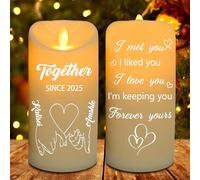 MHJUFGD Personalised I Met You I Liked You Im Keeping You Candle Lamp Custom Name Love is A Flame That Never Goes Out Candle Decor Gifts for Husband Wife Wedding Valentine's Day Christmas (Style 26)