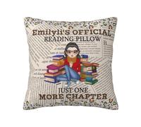 MHJUFGD Personalised Just One More Chapter Pillow Covers Custom Name Portrait Reading Pillowcase For Sofa Bed Office Gifts For Book Lovers Christmas Birthday (style 2)