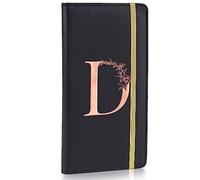 MHJY Alphabet Checkbook Cover, Slim 7.6x4.1 In RFID for Duplicate Checks, Black D, 7.6 x 4.1 x 0.6 inches, D