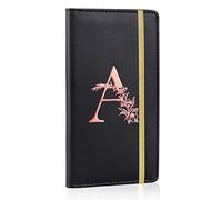 MHJY Checkbook Covers for Personal Checkbook, RFID Blocking Checkbook Holder Alphabet Checkbook Cover for Duplicate Checks, Black A, Minimalist