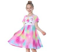 MHJY Girls Nightdress Unicorn Girls' Nighties Princess Nightgown Sleepwear Night Dress Short Sleeve Nightwear for Kids