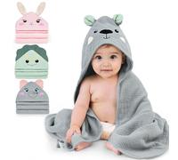 MHJY Hooded Baby Towel 100% Muslin Bath for Newborns, Ultra-Soft & Absorbent Infant Essentials with Animal Design, Unisex, 76 x 76cm