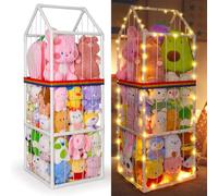 MHJY Soft Storage Stuffed Animals Zoo Storage Cage Large Plush Toys Holder Organiser PVC Cuddly Toy Shelf for Kids Bedroom Nursery Playroom Furniture