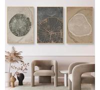 MHLCMG Canvas Painting Abstract Beige Tree Ring Pictures Wall Art Poster Art Print Picture Wall Living Room Bedroom Decor (3 x 50 x 70 cm, Unframed)