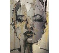 MHLCMG Canvas Painting Abstract Golden Girls Face Pictures Wall Art Women Modern Poster Art Print Picture Wall Living Room Bedroom Decor No Frame (50 x 80 cm)