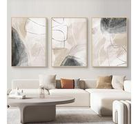MHLCMG Canvas Painting Abstract Modern Beige Grey Pictures Wall Art Poster Art Print Picture Wall Living Room Bedroom Decor (3 x 60 x 90 cm, Unframed)