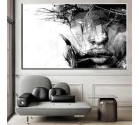 MHLCMG Canvas Painting Abstract Pictures Black and White Female Face Painting Wall Art Poster Art Print Picture Wall Living Room Bedroom Decor (80 x 120 cm, Unframed)