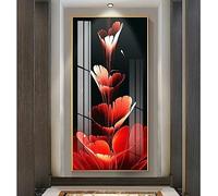 MHLCMG Canvas Painting Black Red Flower Leaf Pictures Wall Art Abstract Poster Art Print Picture Wall Living Room Bedroom Decor No Frame (30 x 60 cm)