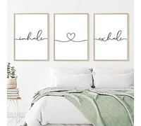 MHLCMG Canvas Painting Black White Minimalsit Inhale Love Exhale Pictures Wall Art Modern Poster Art Print Picture Wall Living Room Bedroom Decor No Frame (3 x 50 x 70 cm)