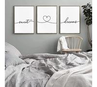 MHLCMG Canvas Painting Black White Sweet Dream Pictures Wall Art Text Quotes Nordic Minimalist Poster Art Print Picture Wall Living Room Bedroom Decor No Frame (3 x 30 x 40 cm)