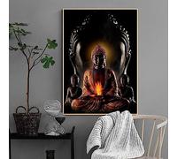 MHLCMG Canvas Painting Buddha Meditation Pictures Wall Art Modern Buddhism Religious Poster Art Print Picture Wall Living Room Bedroom Decor No Frame (80 x 120 cm)