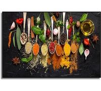 MHLCMG Canvas Painting Colourful Spoon Spice Pictures Wall Art Kitchen Poster Art Print Picture Wall Kitchen Decor No Frame (40 x 60 cm)