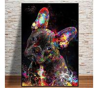 MHLCMG Canvas Painting Graffiti Colourful French Bulldog Pictures Wall Art Animal Dog Poster Art Print Picture Wall Living Room Bedroom Decor No Frame (30 x 40 cm)