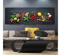 MHLCMG Canvas Painting Kitchen Spoon Spices Colourful Pictures Wall Art Modern Poster Art Print Picture Wall Living Room Kitchen Decor No Frame (40 x 120 cm, 1)