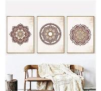 MHLCMG Canvas Painting Mandala Brown Pictures Wall Art Modern Poster Art Print Picture Wall Living Room Bedroom Decor No Frame (3 x 20 x 30 cm)