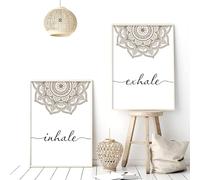 MHLCMG Canvas Painting Mandala Yoga Beige Inhale Exhale Pictures Wall Art Minimalist Poster Art Print Picture Wall Living Room Bedroom Decor No Frame (2 x 40 x 50 cm, 2)